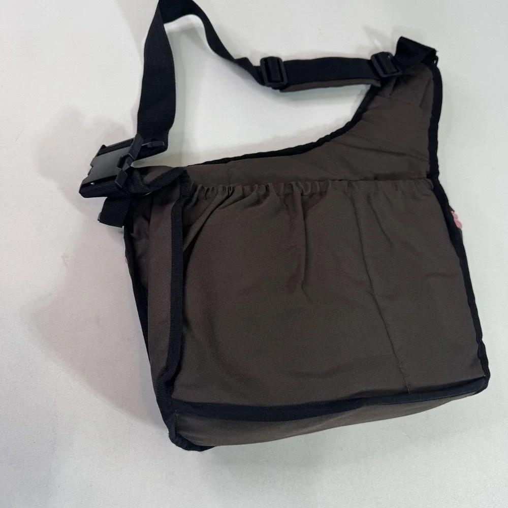 Diaper Dude Brown Pink Messenger Diaper Bag Girls Medium Crossbody Tote Bag
